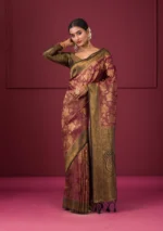 Maroon Zariwork Soft Silk Saree - Image 4